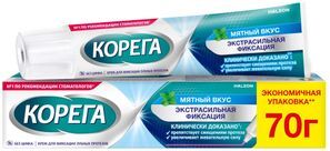 Корега Экстра сильный мятный, крем для фиксации зубных протезов, 70г Корега Экстра сильный мятный, крем для фиксации зубных протезов, 70г