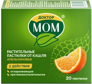 Доктор мом растительные пастилки от кашля 20 шт. апельсин Доктор мом растительные пастилки от кашля 20 шт. апельсин