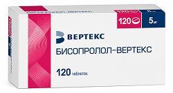 Бисопролол-вертекс 5мг 120 шт. таблетки покрытые пленочной оболочкой