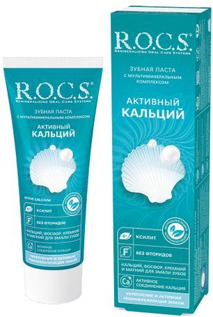 Рокс зубная паста активный кальций 94г Рокс зубная паста активный кальций 94г