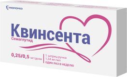 Квинсента 0,25/0,5 мг/доза 1,5мл раствор для подкожного введения в комплекте с иглами 6 шт. Квинсента 0,25/0,5 мг/доза 1,5мл раствор для подкожного введения в комплекте с иглами 6 шт.