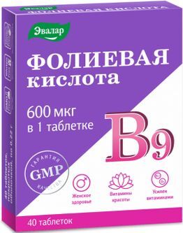 Фолиевая Кислота С Витаминами В12 И В6 таблетки 40 шт. Эвалар
