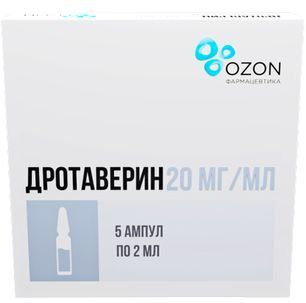 Дротаверин 20мг/мл 2мл 5 шт. раствор для внутривенного и внутримышечного введения