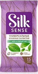 Силк Сенс салфетки влажные универсальные Белый чай/Мята 15 шт. Гранд А.В. Силк Сенс салфетки влажные универсальные Белый чай/Мята 15 шт. Гранд А.В.