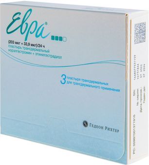 Евра 203мкг+33,9мкг/24ч 3 шт. пластырь трансдермальный Евра 203мкг+33,9мкг/24ч 3 шт. пластырь трансдермальный