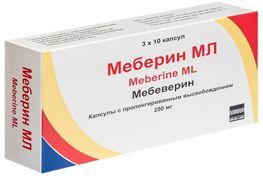 Меберин Мл 200мг 30 шт. капсулы с пролонгированным высвобождением Меберин Мл 200мг 30 шт. капсулы с пролонгированным высвобождением