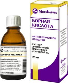 Борная Кислота 3% 25мл раствор для местного применения спиртовой Борная Кислота 3% 25мл раствор для местного применения спиртовой