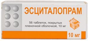 Эсциталопрам 10мг 56 шт. таблетки покрытые пленочной оболочкой Эсциталопрам 10мг 56 шт. таблетки покрытые пленочной оболочкой