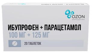 Ибупрофен+парацетамол 100мг+125мг 20 шт. таблетки диспергируемые для детей Ибупрофен+парацетамол 100мг+125мг 20 шт. таблетки диспергируемые для детей