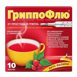 Гриппофлю 13г 10 шт. порошок для приготовления раствора малина Гриппофлю 13г 10 шт. порошок для приготовления раствора малина
