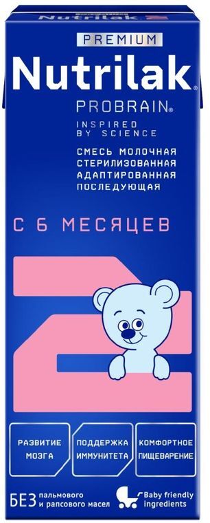 Нутрилак Премиум 2 смесь молочная стерилизованная адаптированная с 6 месяцев 200мл