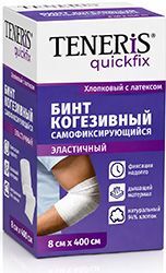 Тенерис квикфикс коттон бинт когезивный самофиксирующийся на тканевой основе с латексом 8смx4м белый
