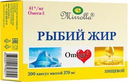 Мирролла рыбий жир капсулы пищевой 0,37г 200 шт. Мирролла рыбий жир капсулы пищевой 0,37г 200 шт.