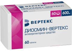 Диосмин 600мг 60 шт. таблетки покрытые пленочной оболочкой Вертекс Диосмин 600мг 60 шт. таблетки покрытые пленочной оболочкой Вертекс