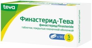 Финастерид-Тева 5мг 90 шт. таблетки покрытые пленочной оболочкой Финастерид-Тева 5мг 90 шт. таблетки покрытые пленочной оболочкой