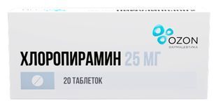 Хлоропирамин 25мг 20 шт. таблетки Озон Хлоропирамин 25мг 20 шт. таблетки Озон
