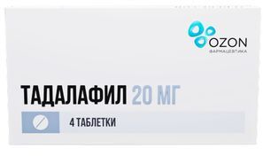Тадалафил 20мг 4 шт. таблетки покрытые пленочной оболочкой Тадалафил 20мг 4 шт. таблетки покрытые пленочной оболочкой