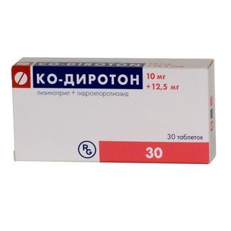 Ко-Диротон 10мг+12,5мг 30 Шт. Таблетки Купить По Цене От 527 Руб В.