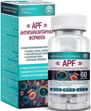 Антипаразитарная Формула Aпф капсулы массой 0,4г 60 шт. Антипаразитарная Формула Aпф капсулы массой 0,4г 60 шт.