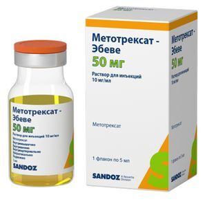 Метотрексат-Эбеве 50мг 5мл раствор для инъекций флакон Фарева Унтерах ГмбХ Метотрексат-Эбеве 50мг 5мл раствор для инъекций флакон Фарева Унтерах ГмбХ