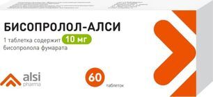 Бисопролол-Алси 10мг 60 шт. таблетки Бисопролол-Алси 10мг 60 шт. таблетки