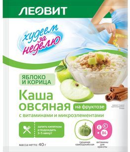 Леовит биослимика каша овсяная яблоко-корица со сливками с витаминами и микроэлементами 40г