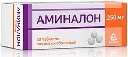 Аминалон 250мг 50 шт. таблетки покрытые пленочной оболочкой Аминалон 250мг 50 шт. таблетки покрытые пленочной оболочкой