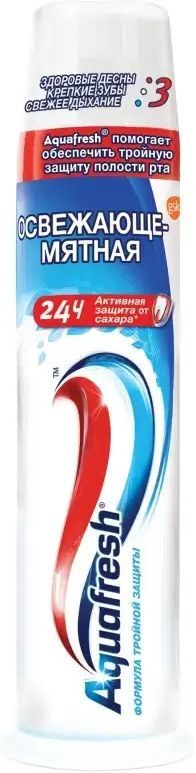 Аквафреш 3+ зубная паста Освежающе-мятная 100мл помпа