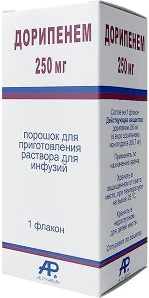 Дорипенем 250мг 1 шт. порошок для приготовления раствора для инфузий Дорипенем 250мг 1 шт. порошок для приготовления раствора для инфузий