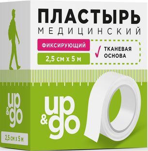 Ап Энд Гоу пластырь медицинский фиксирующий тканевый 2,5смх5м Ап Энд Гоу пластырь медицинский фиксирующий тканевый 2,5смх5м