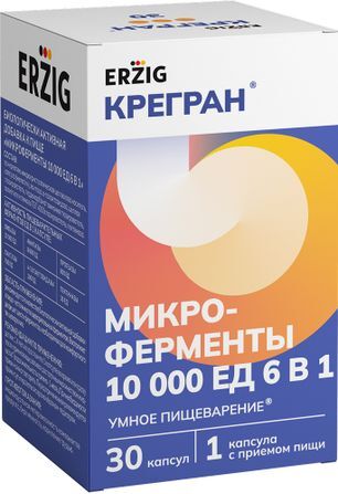Крегран микроферменты 6в1 10000Ед 30 шт. капсулы Фармфабрика Крегран микроферменты 6в1 10000Ед 30 шт. капсулы Фармфабрика