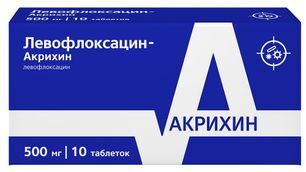 Левофлоксацин-акрихин 500мг 10 шт. таблетки покрытые пленочной оболочкой Левофлоксацин-акрихин 500мг 10 шт. таблетки покрытые пленочной оболочкой