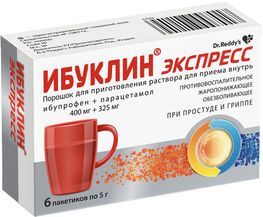 Ибуклин Экспресс 400мг+325мг 6 шт. порошок для приготовления раствора для приема внутрь . Ибуклин Экспресс 400мг+325мг 6 шт. порошок для приготовления раствора для приема внутрь .