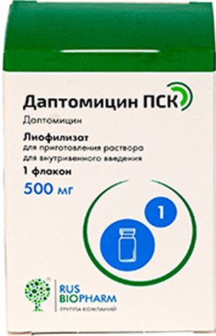 Даптомицин пск 500мг лиофилизат для приготовления раствора для внутривенного введения Даптомицин пск 500мг лиофилизат для приготовления раствора для внутривенного введения