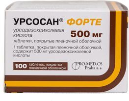 Урсосан Форте 500мг 100 шт. таблетки покрытые пленочной оболочкой