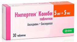 Нипертен комби 5мг+5мг 30 шт. таблетки покрытые пленочной оболочкой Нипертен комби 5мг+5мг 30 шт. таблетки покрытые пленочной оболочкой