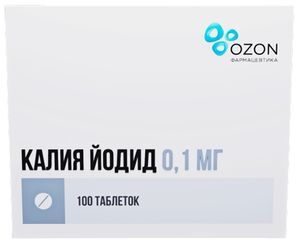 Калия Йодид 0,1мг 100 шт. таблетки Озон Калия Йодид 0,1мг 100 шт. таблетки Озон