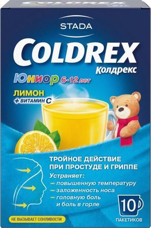 Колдрекс Юниор 3г 10 шт. порошок для приготовления раствора для приема внутрь для детей Колдрекс Юниор 3г 10 шт. порошок для приготовления раствора для приема внутрь для детей