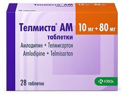 Телмиста Ам 10мг+80мг 28 шт. таблетки Крка, д.д., Ново место