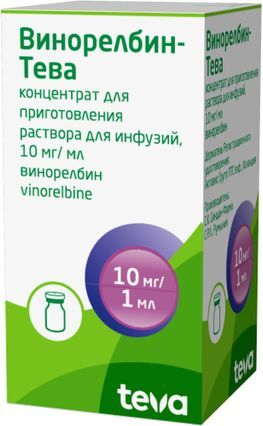 Винорелбин-Тева 10мг/мл 1мл концентрат для приготовления раствора для инфузий Винорелбин-Тева 10мг/мл 1мл концентрат для приготовления раствора для инфузий