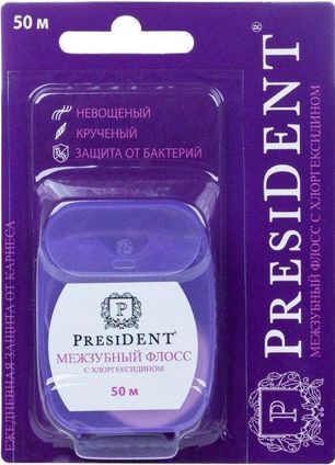 Президент Флосс зубная нить с Хлоргексидином 50м арт.1115 Piave spazzolificio S.p.A. Президент Флосс зубная нить с Хлоргексидином 50м арт.1115 Piave spazzolificio S.p.A.