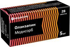 Оланзапин Медисорб 5мг 28 шт. таблетки покрытые пленочной оболочкой Оланзапин Медисорб 5мг 28 шт. таблетки покрытые пленочной оболочкой