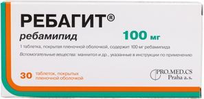 Ребагит 100мг 30 шт. таблетки покрытые пленочной оболочкой Ребагит 100мг 30 шт. таблетки покрытые пленочной оболочкой