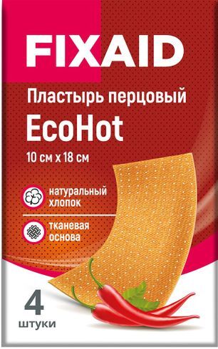 Фиксэйд пластырь перцовый Экохот 10x18см 4 шт. (перфорированный) Нордепласт Фиксэйд пластырь перцовый Экохот 10x18см 4 шт. (перфорированный) Нордепласт
