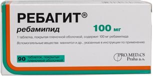 Ребагит 100мг 90 шт. таблетки покрытые пленочной оболочкой Ребагит 100мг 90 шт. таблетки покрытые пленочной оболочкой