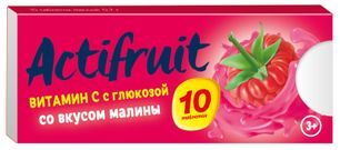 Актифрут витамин с таблетки с глюкозой малина 10 шт.