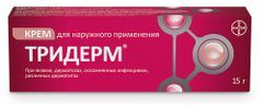Тридерм 0,5мг/г+1мг/г+10мг/г 15г крем для наружного применения Тридерм 0,5мг/г+1мг/г+10мг/г 15г крем для наружного применения
