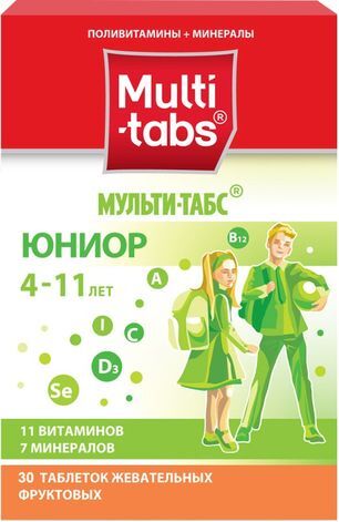 Мульти-табс юниор 30 шт. таблетки жевательные фрукты Мульти-табс юниор 30 шт. таблетки жевательные фрукты