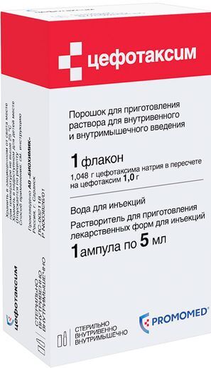 Цефотаксим 1г 1 шт. порошок для приготовления раствора для внутривенного и внутримышечного введения Биохимик