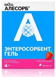 Алесорб энтеросорбент гель эрциг для приема внутрь клубника 10г 20 шт.